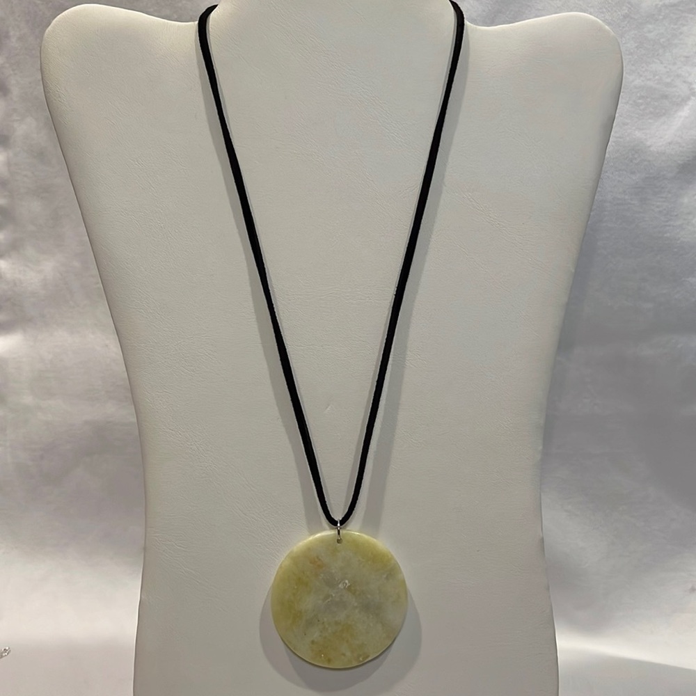 Natural Lemon Jade Pendant Necklace - Picture 2 of 3